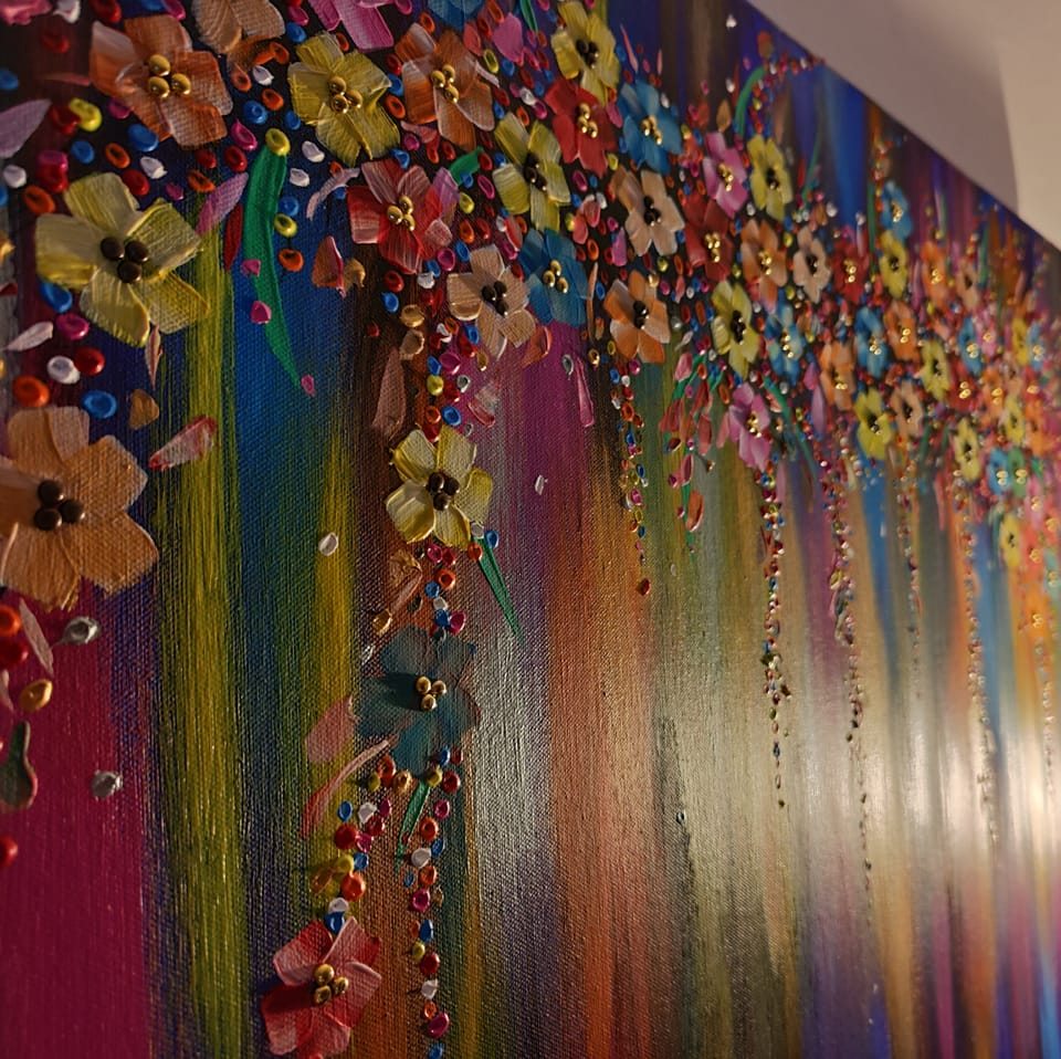 Floral Symphony – Original Acrylic Flower Painting
