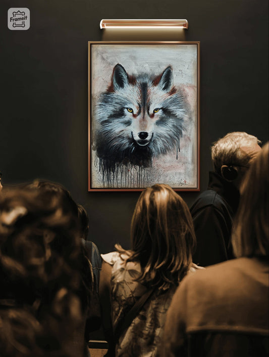 Luminous Sentinel – Original Acrylic Wolf Painting